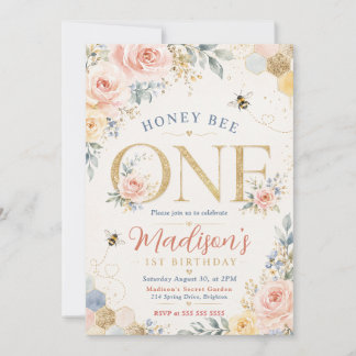 Honey Bee One Erster Geburtstag Einladung