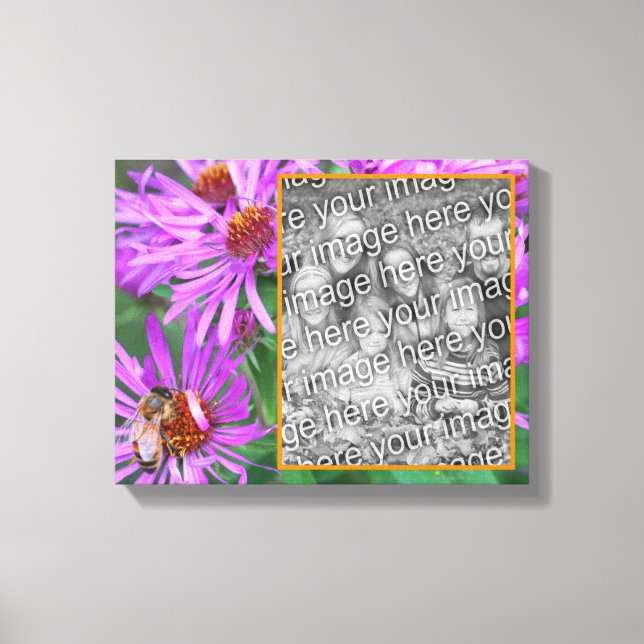 Honey Bee Pink Aster Blume Erstellen Sie Ihr eigen Leinwanddruck (Vorderseite)