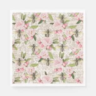 Honey Bee Pink Floral Serviette