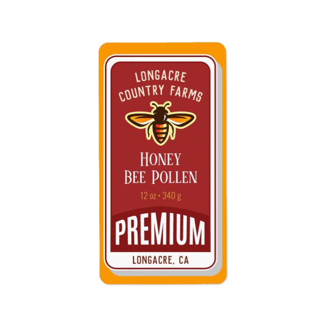 Honey Bee Pollen Premium Product Adressaufkleber (Vorne)