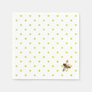 Honey Bee   Retro-grünes Polka-Dot-Muster Serviette