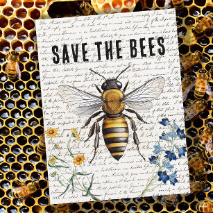 Honey Bee Rettete die Bienen-Script-Blume Postkarte