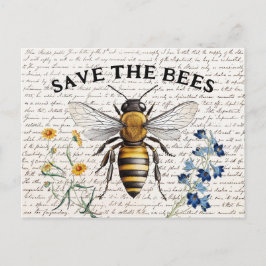 Honey Bee Rettete die Bienen-Script-Blume Postkarte