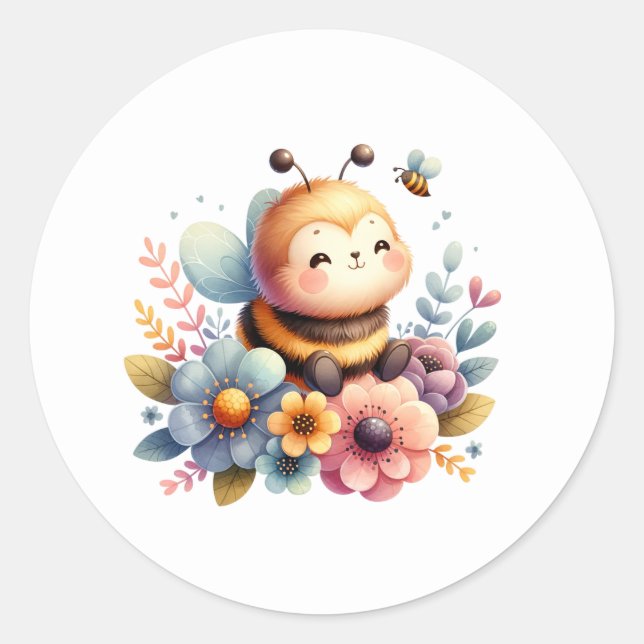 Honey Bee Runder Aufkleber (Vorderseite)