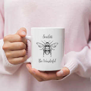 Honey Bee Schwarz-weiß Personalize Coffee Tasse