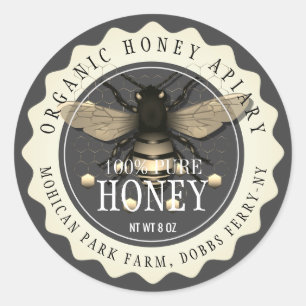 Honey Bee Seller Apiarist Vintag Black Classic Runder Aufkleber