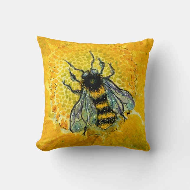Honey Bee Sonnenblume Gold gelb bernsteinfarben Ki Kissen (Vorderseite)