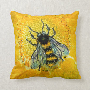 Honey Bee Sonnenblume Gold gelb bernsteinfarben Ki Kissen