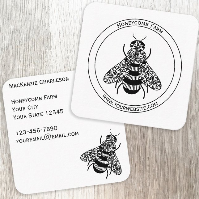 Honey Bee Square Business Card Quadratische Visitenkarte (Von Creator hochgeladen)