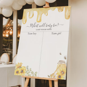Honey Bee Sunflowers Gender Reveal Abstimmung Char Poster