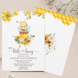 Honey Bee Sweet Yellow Floral Sunflower Aquarell Einladung