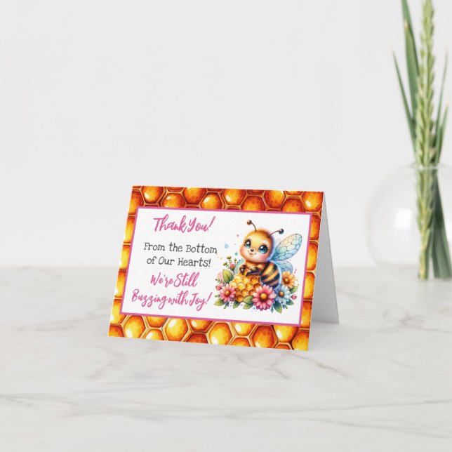 Honey Bee Thema Girl's Baby Shower Danke (Vorderseite)