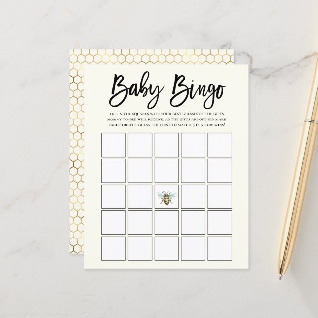 Honey Bee Theme Baby Bingo Game (Vorderseite/Rückseite Beispiel)