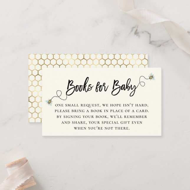 Honey Bee Theme Book Request Enclosure Card Platzkarte (Vorderseite/Rückseite Beispiel)