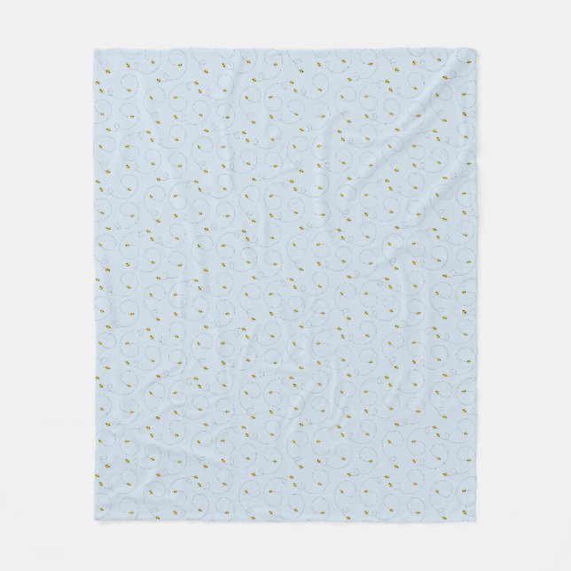 Honey Bee Waggle Dance Blue Fleecedecke (Vorderseite)