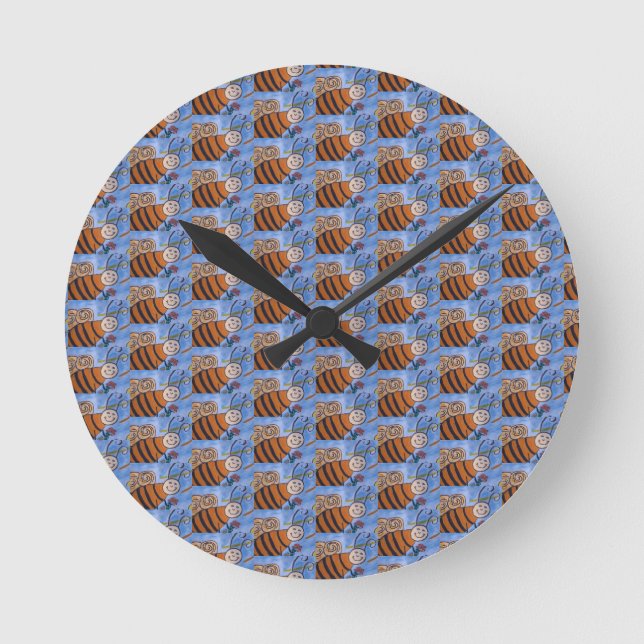 Honey Bee Wall Clock Runde Wanduhr (Vorderseite)