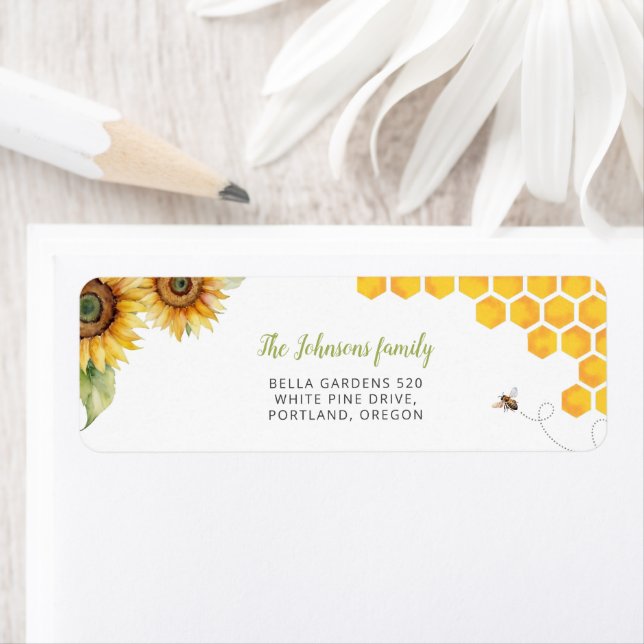 Honey Bee Watercolor Baby Dusche Rücksendeadresse (Insitu)