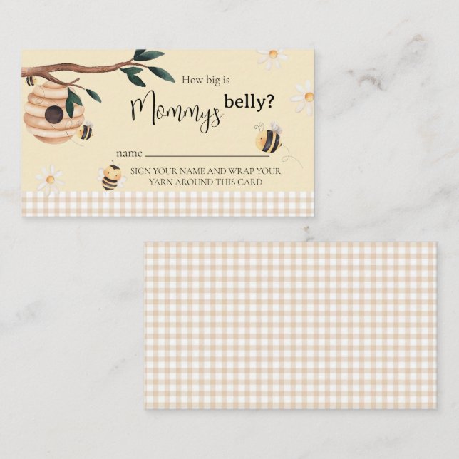 Honey Bee Wie groß ist Mama's Babydusche Begleitkarte (Vorne/Hinten)
