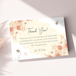 Honey Bee Wildblume Gender Neutral Baby Shower Dankeskarte
