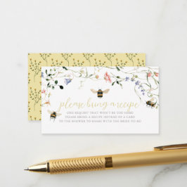 Honey Bee Wildflower Bridal Shower Recipe Request Begleitkarte