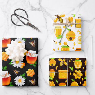 Honey Bee Wrapping Paper Set 3 Geschenkpapier Set