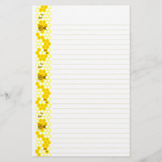 Honey Bee Yellow Honeycomb Lined Stationery Briefpapier