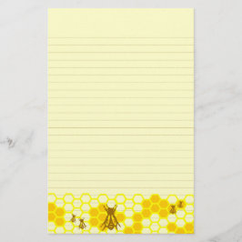 Honey Bee Yellow Honeycomb Lined Stationery Briefpapier