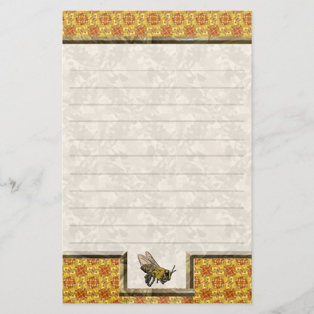 Honey Bee Yellow Lined Briefpapier (Vorderseite)