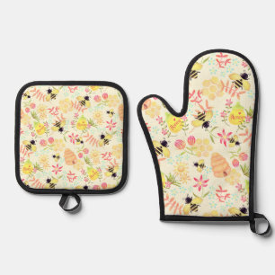 Honey Bee Yellow Ofenhandschuh & Topflappen-Set