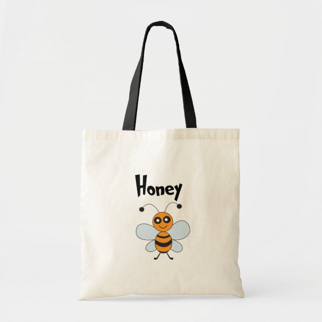 Honey Bee Yellow und Black Niedlich Trendy Nature Tragetasche (Vorne)