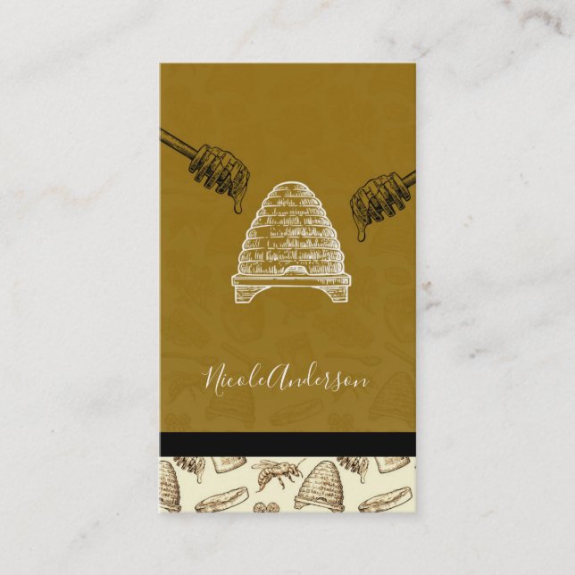 Honey Beehive Vintag Chic Bio Natural Visitenkarte (Vorderseite)