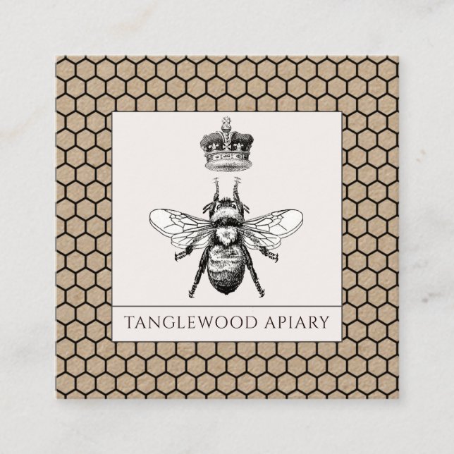 Honey Beekeeper Apiary Honeycomb Kraft Quadratische Visitenkarte (Vorderseite)