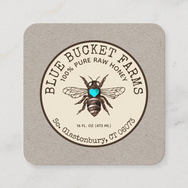 Honey Beekeeper Kraft Square Business Card Quadratische Visitenkarte (Vorderseite)
