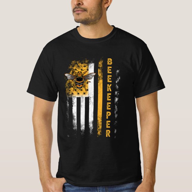 Honey Beekeeping Hive Beekeeper USA Flag Indect T-Shirt (Vorderseite)