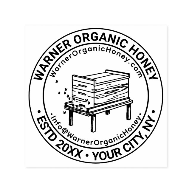 Honey Bees Beehive Business Name Loc URL Email #4 Permastempel (Design)