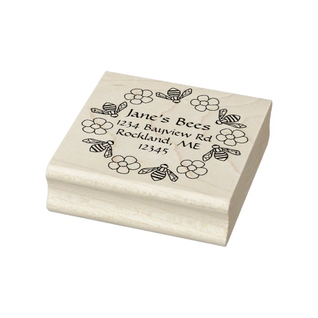 Honey Bees Blume Individuelle Name Gummistempel (Stempel)