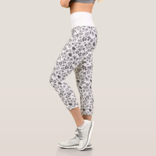 Honey Bees & Blume Liberty Pattern Black & White Capri Leggings