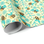 Honey Bees Christmas Wrapping Paper Geschenkpapier<br><div class="desc">Honey Bies Weihnachtswrapping Paper. Papierfarbe ist gelb. Erhältlich in mehreren Farben,  Größen und zwei Oberflächen. www.hotpocketgraphics.com</div>