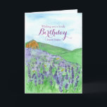 Honey Bees Lavender Field Happy Birthday Sister Karte<br><div class="desc">Ein hübscher Geburtstag für Ihre Schwester mit einer ruhigen Hütte auf einem Feld von Lavendelblüten Blume mit Honigbienen,  die an einem Sommertag in Aquarellmalung herumschwitzen. Sie können die Formulierung an Ihre Bedürfnisse anpassen.</div>