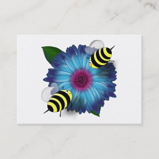 Honey Bees Meeting on Blue Blume Visitenkarte (Vorderseite)