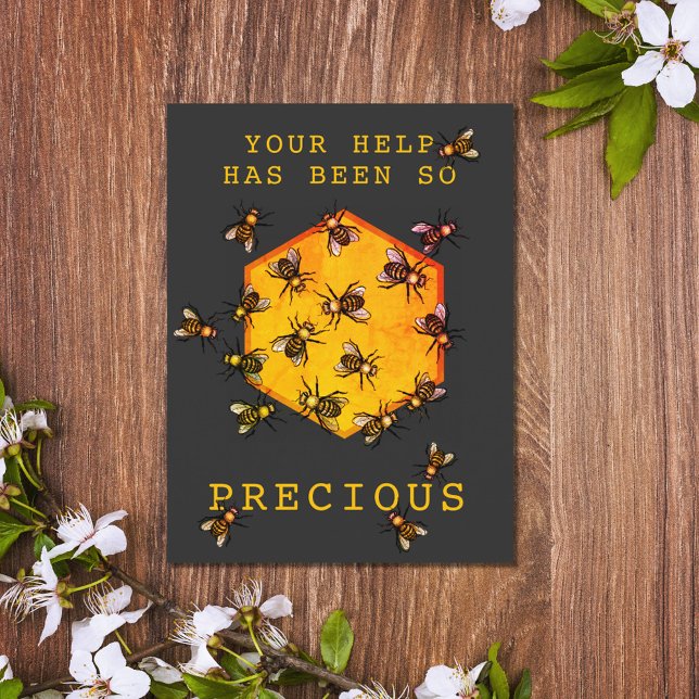 Honey Bees Modern Black Customizable Vielen Dank Postkarte (Von Creator hochgeladen)