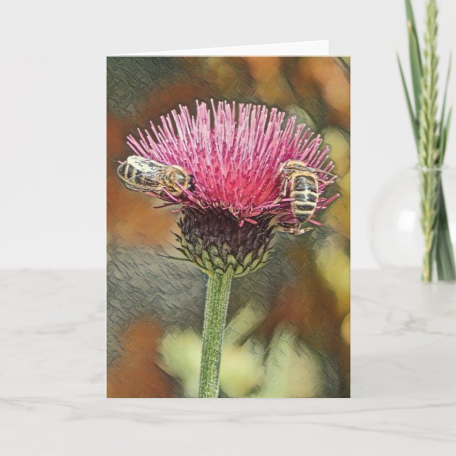 Honey Bees Pastel Art Grußkarte Karte (Vorderseite)