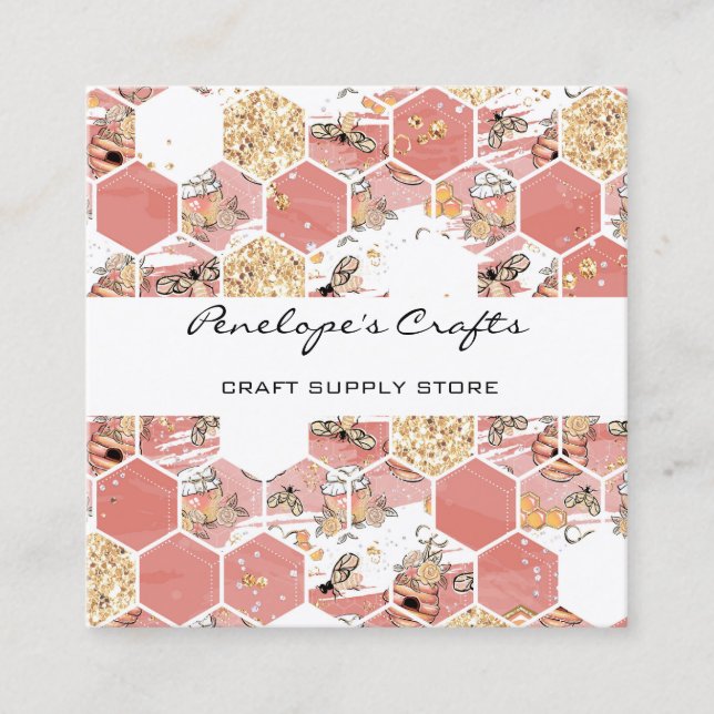 Honey Bees Square Business Card Quadratische Visitenkarte (Vorderseite)