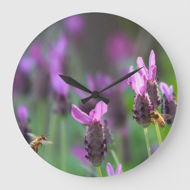 Honey Bees Wall Clock Große Wanduhr (Vorderseite)