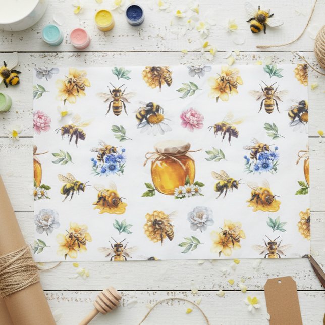 Honey Bees Watercolor Seidenpapier (Von Creator hochgeladen)