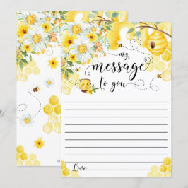 Honey Bees Yellow Floral Time Capsule Message Card Einladung