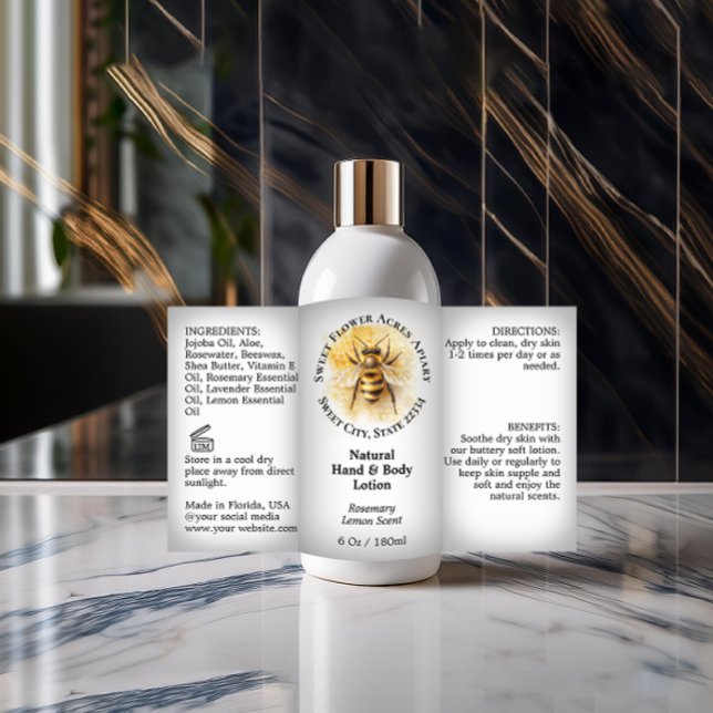 Honey Beey Honey Apiary Product Flasche Label Rechteckiger Aufkleber (natural honey bee product bottle label
)
