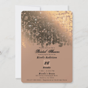 Honey Beige Champagne Golden Sparkle Lights Bridal Einladung