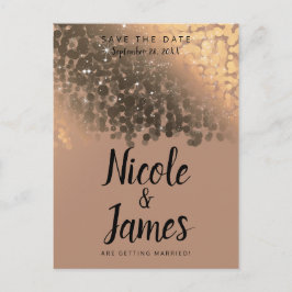 Honey Beige Champagne Golden Sparkle Save the Date Ankündigungspostkarte