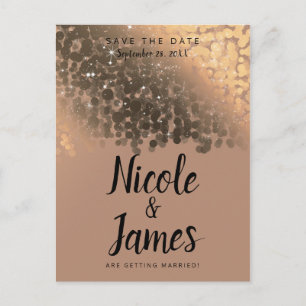 Honey Beige Champagne Golden Sparkle Save the Date Ankündigungspostkarte